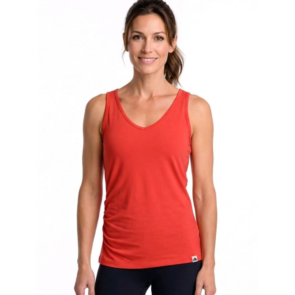 The North Face Orange Pleated  Athletic Stretch Sports Tank Top Size SP
